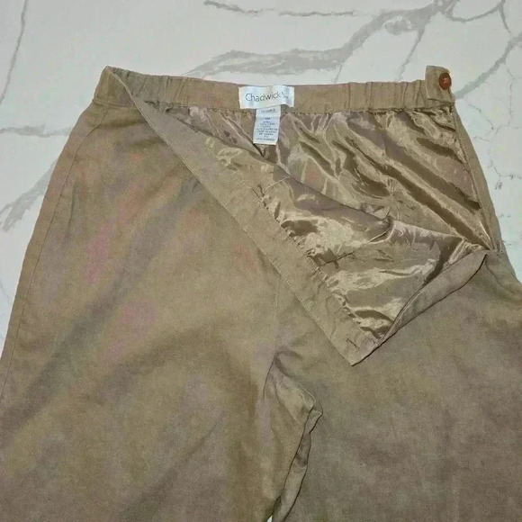 Chadwicks Womens Linen Wide Leg High Rise Pants Tan Brown Size 10P - Picture 4 of 10